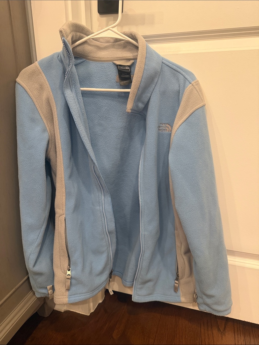 The North Face Light Blue and Beige Kids' Fleece Zip Jacket